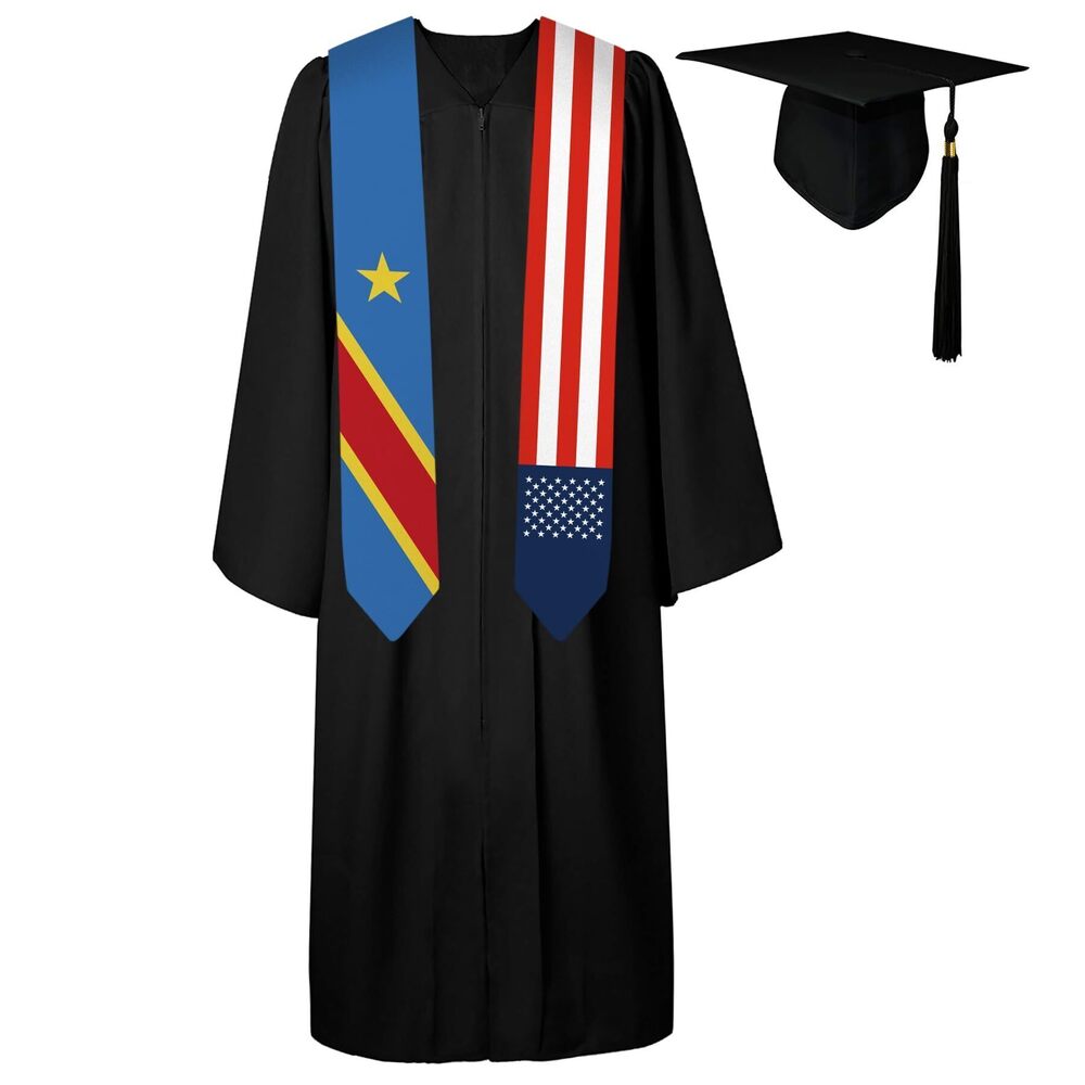 8842 72 Inch Dem Rep of the Congo Kinshasa Flag and USA Flag Graduation